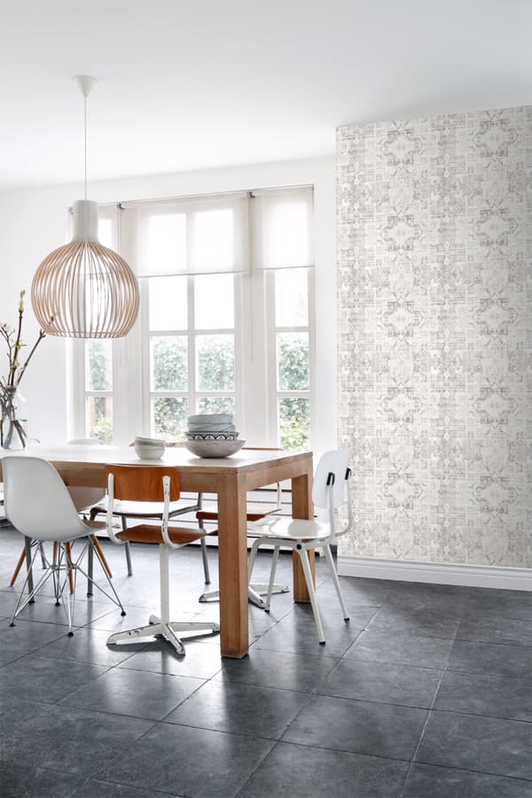 ESTAhome tapet orientalisk kelim lapptäcksmatta varm ljusgrått 53 cm x 10,05 m