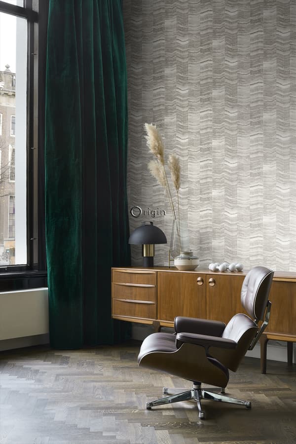 Origin Wallcoverings tapet siscksackränder av skiktad marmor ljusgrått 53 cm x 10,05 m