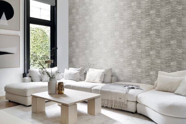 Origin Wallcoverings tapet siscksackränder av skiktad marmor ljusgrått 53 cm x 10,05 m