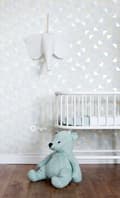 Miniatyrbillede 5 af 8: Origin Wallcoverings tapet trekanter mintgrønt, pastelgult, pastelblåt, varmt lysegråt og skinnende sølvgråt 53 cm x 10,05 m