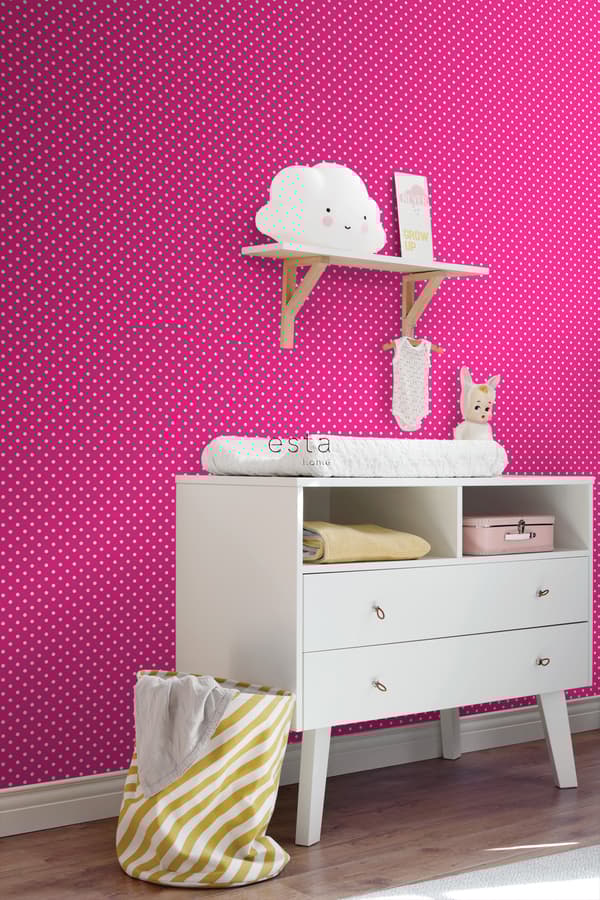 ESTAhome tapet prickar rosa 53 cm x 10,05 m