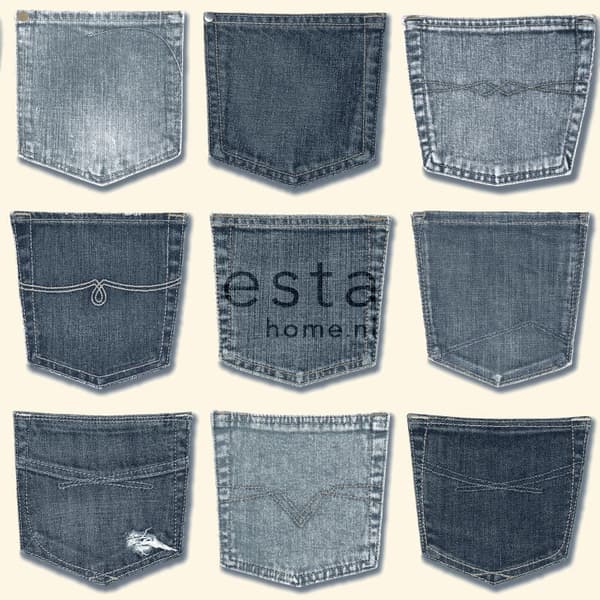ESTAhome tapet jeansfickor ljusblått 53 cm x 10,05 m