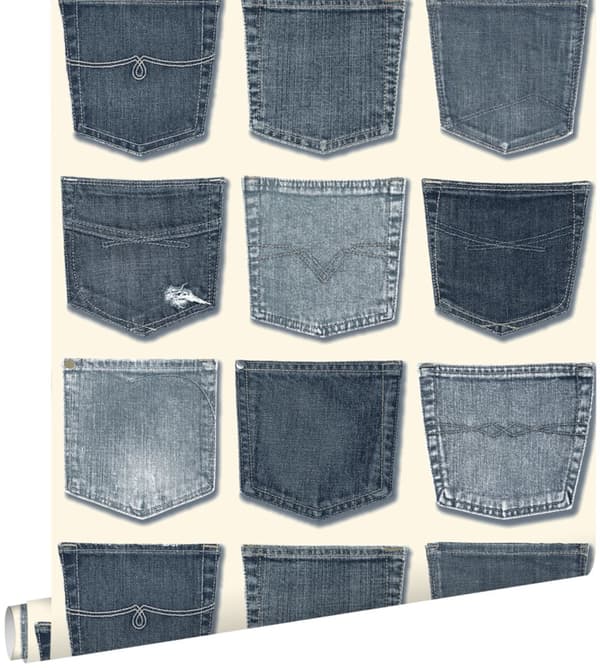 ESTAhome tapet jeansfickor ljusblått 53 cm x 10,05 m