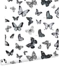 Miniatyrbillede 1 af 8: ESTAhome tapet sommerfugle sort og hvidt 53 cm x 10,05 m