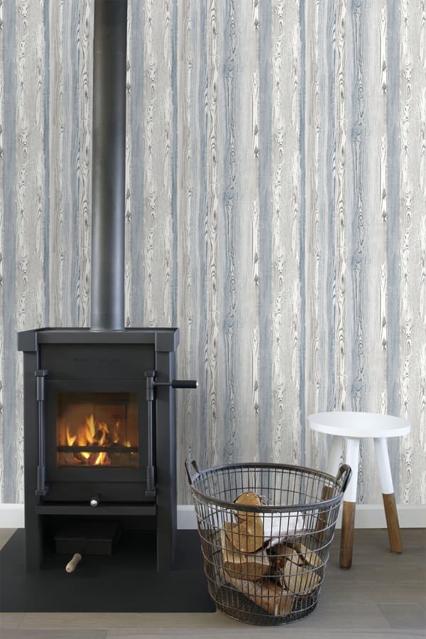ESTAhome tapet træeffekt blåt og gråt 53 cm x 10,05 m