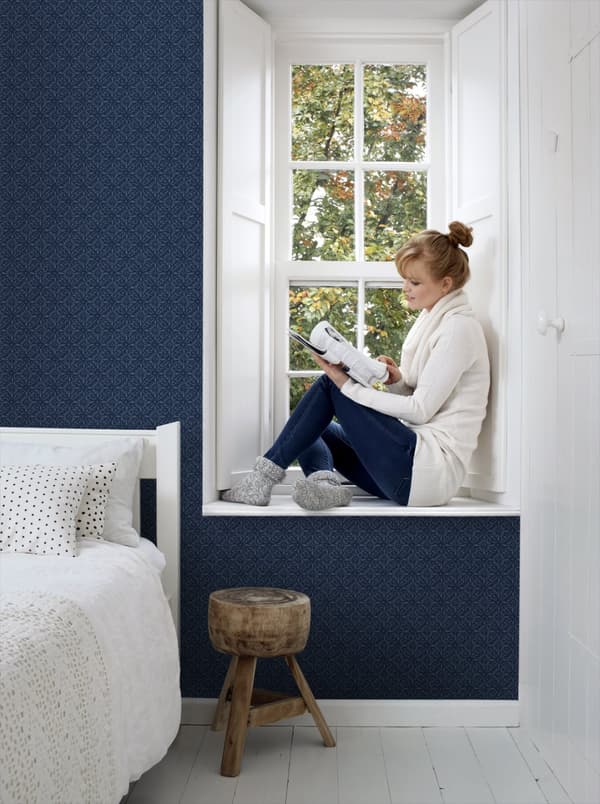 ESTAhome tapet orientalsk motiv blåt 53 cm x 10,05 m