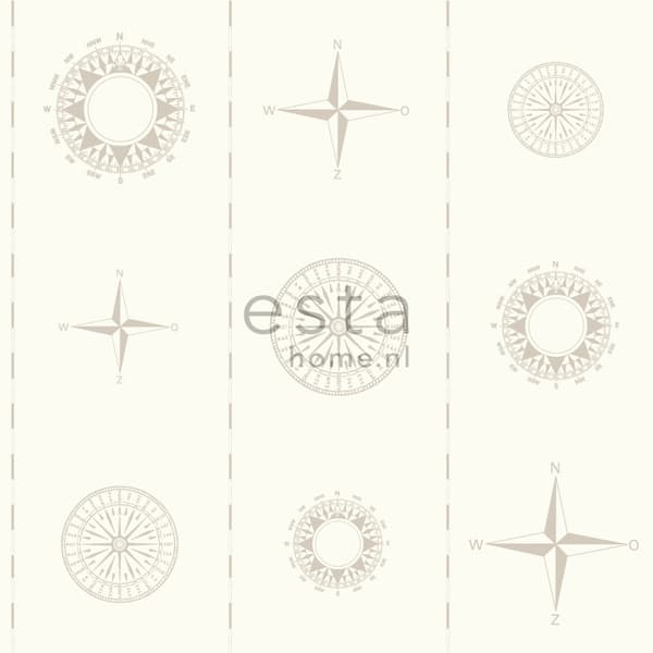 ESTAhome tapet kompassros beige - 136423 - 53 cm x 10,05 m