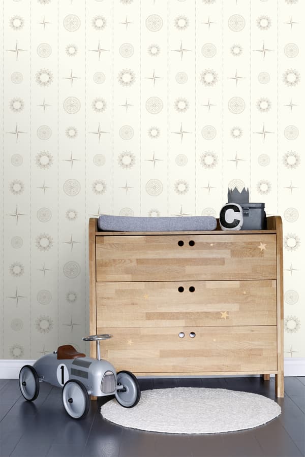 ESTAhome tapet kompassros beige - 136423 - 53 cm x 10,05 m