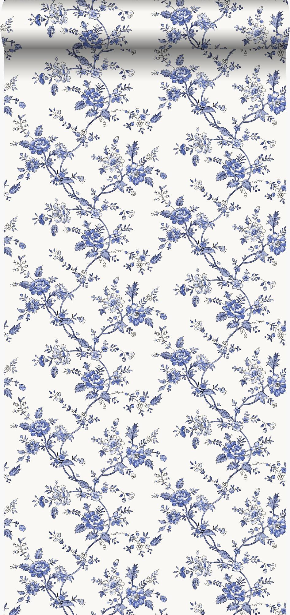 Origin tapet blommor indigoblått - 326133 - 53 cm x 10,05 m