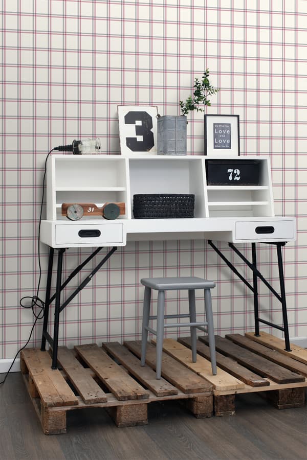 ESTAhome tapet rombemotiv marineblåt og rødt 53 cm x 10,05 m