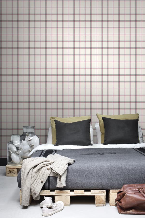 ESTAhome tapet rombemotiv marineblåt og rødt 53 cm x 10,05 m