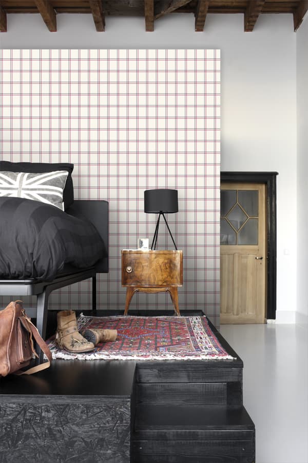 ESTAhome tapet rombemotiv marineblåt og rødt 53 cm x 10,05 m