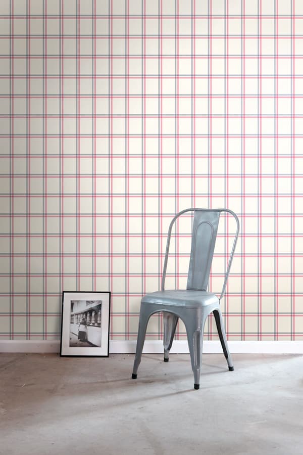 ESTAhome tapet rombemotiv marineblåt og rødt 53 cm x 10,05 m