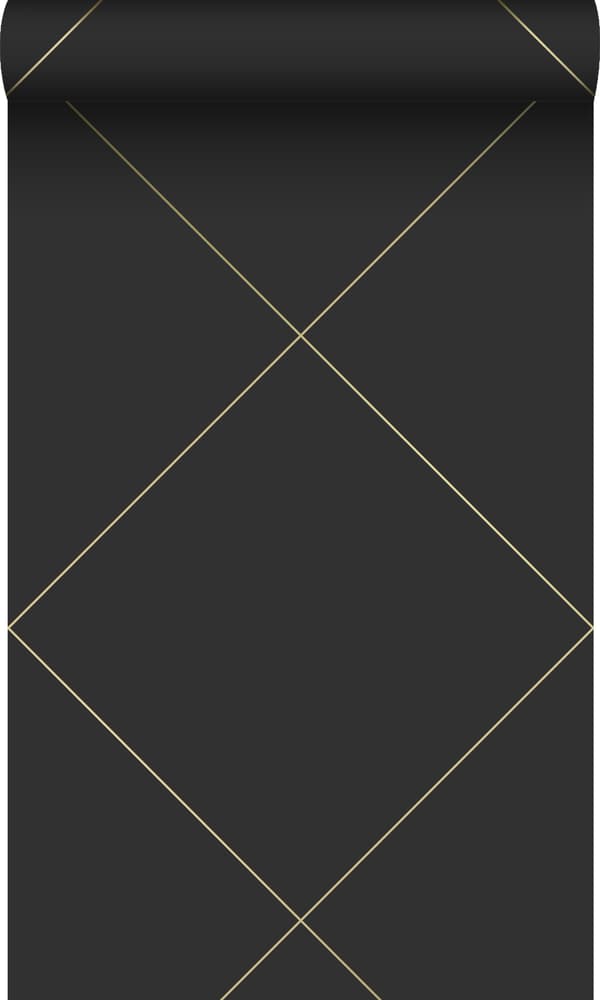 Origin Wallcoverings tapet grafiska linjer svart och guld 0,53 x 10,05 m