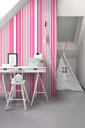 Miniatyrbild 3 av 8: ESTAhome tapet ränder rosa och turkost 53 cm x 10,05 m