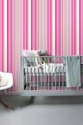 Miniatyrbild 5 av 8: ESTAhome tapet ränder rosa och turkost 53 cm x 10,05 m