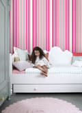 Miniatyrbild 6 av 8: ESTAhome tapet ränder rosa och turkost 53 cm x 10,05 m