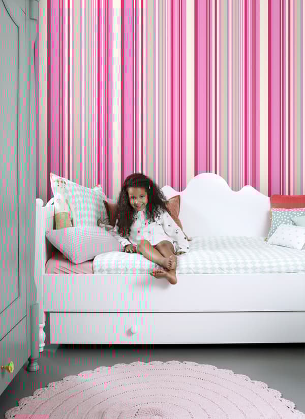 ESTAhome tapet ränder rosa och turkost 53 cm x 10,05 m