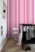 Miniatyrbild 7 av 8: ESTAhome tapet ränder rosa och turkost 53 cm x 10,05 m