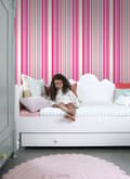 Miniatyrbild 2 av 8: ESTAhome tapet ränder rosa och turkost 53 cm x 10,05 m
