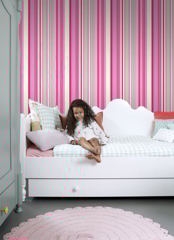 ESTAhome tapet ränder rosa och turkost 53 cm x 10,05 m