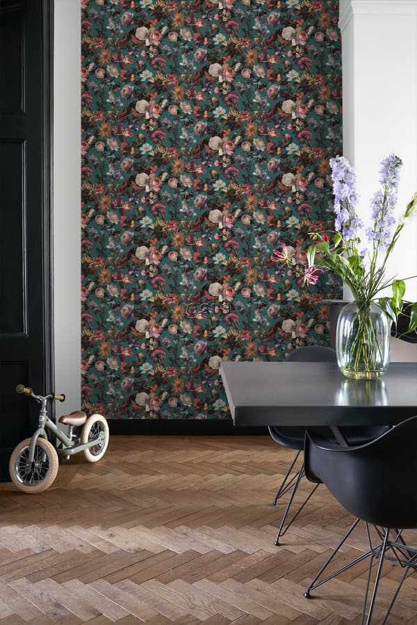 ESTAhome tapet blommor smaragdgrönt 0,53 x 10,05 m