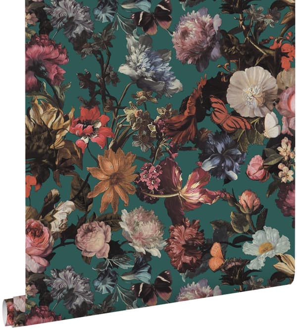 ESTAhome tapet blommor smaragdgrönt 0,53 x 10,05 m