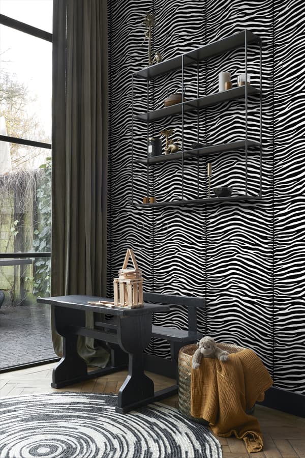 ESTAhome tapet zebraer sort og hvidt 53 cm x 10,05 m