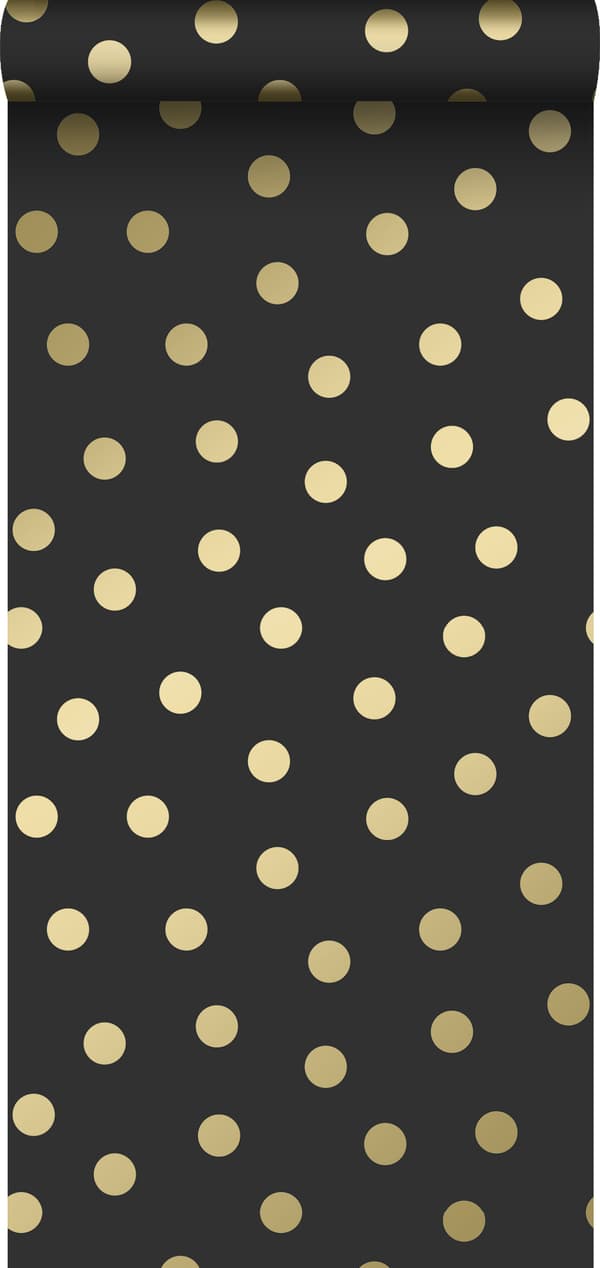 Origin Wallcoverings tapet prickar svart och guld 0,53 x 10,05 m