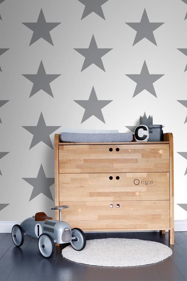 Origin Wallcoverings tapet stjerner hvidt og gråt 0,53 x 10,05 m