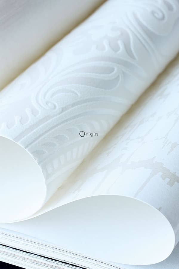 Origin Wallcoverings tapet med barock-flock-mönster vitt 53 cm x 10,05 m