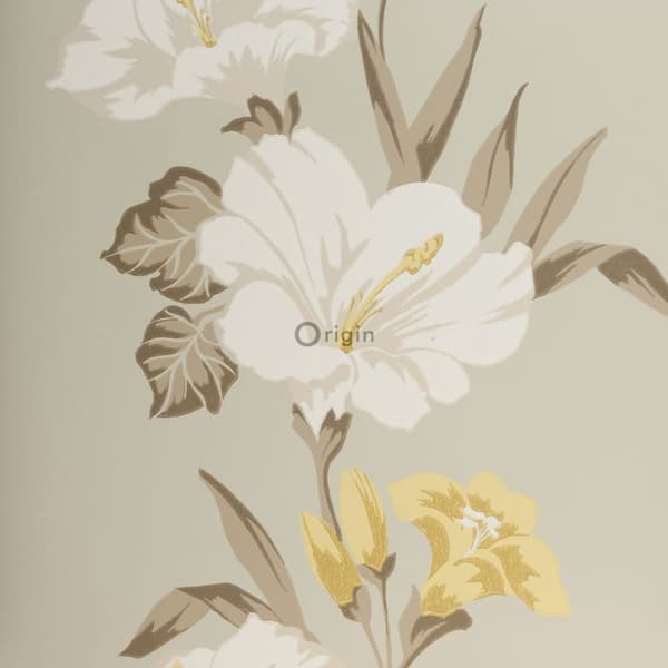 Origin Wallcoverings tapet hibiscusmotiv isblåt 52 cm x 10,05 m