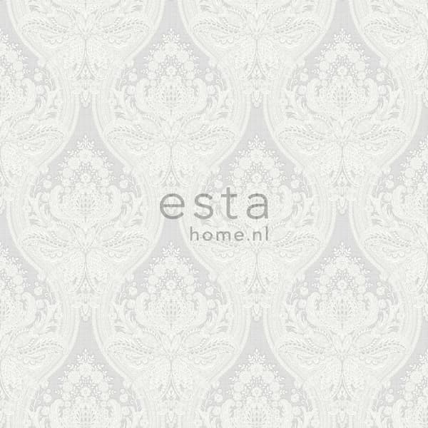 ESTAhome tapet barockmönster grått - 127604 - 53 cm x 10,05 m