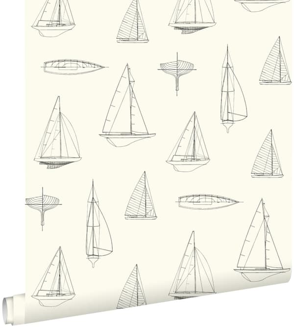 ESTAhome tapet båtar beige 53 cm x 10,05 m