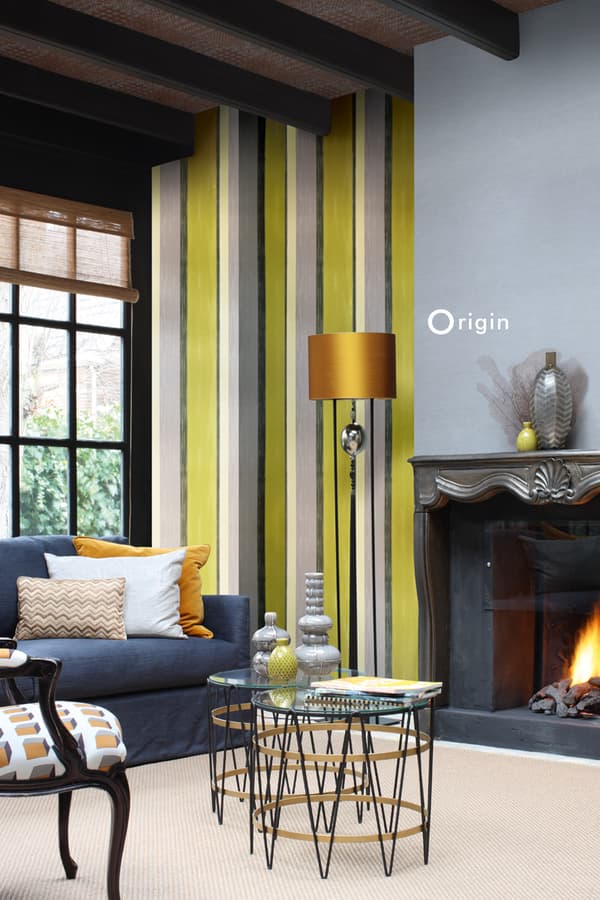 Origin Wallcoverings tapet ränder ockra och brunt 53 cm x 10,05 m