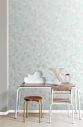 Miniatyrbild 6 av 8: Origin Wallcoverings tapet trianglar mintgrönt, varm ljusgrått, matt vitt och glänsande smaragdgrönt 53 cm x 10,05 m
