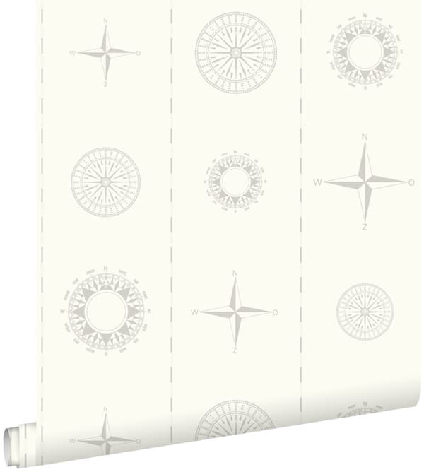 ESTAhome tapet kompassros silver 53 cm x 10,05 m