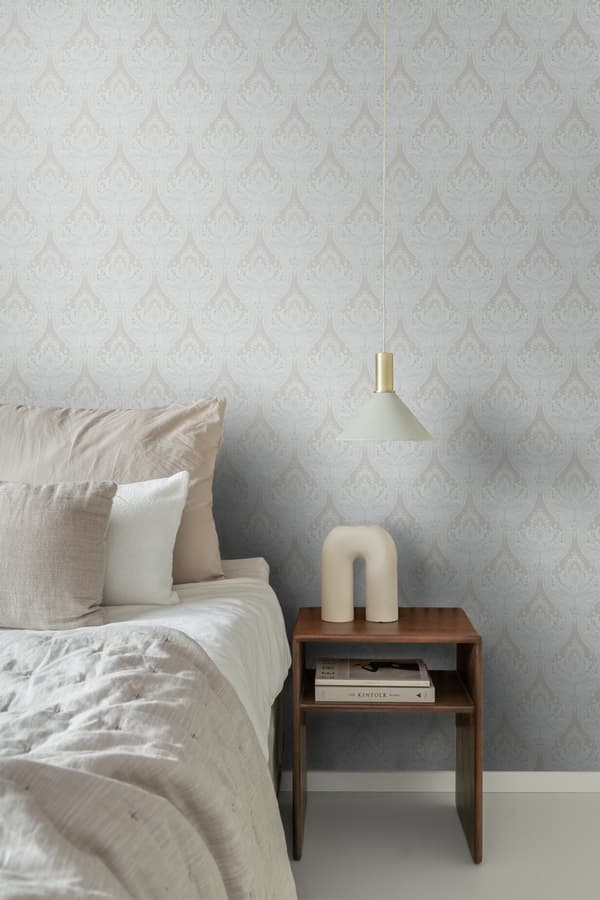 ESTAhome tapet barockmönster blått och grått 53 cm x 10,05 m