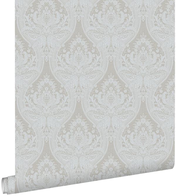 ESTAhome tapet barockmönster blått och grått 53 cm x 10,05 m