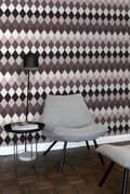 Miniatyrbild 6 av 8: ESTAhome tapet rombmotiv med linnestruktur mullvadsgråa och lila nyanser 53 cm x 10,05 m