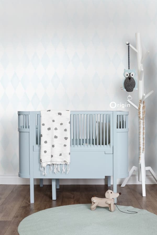 Origin Wallcoverings tapet rombmotiv pastellblått och matt vitt - 337217 - 53 cm x 10,05 m
