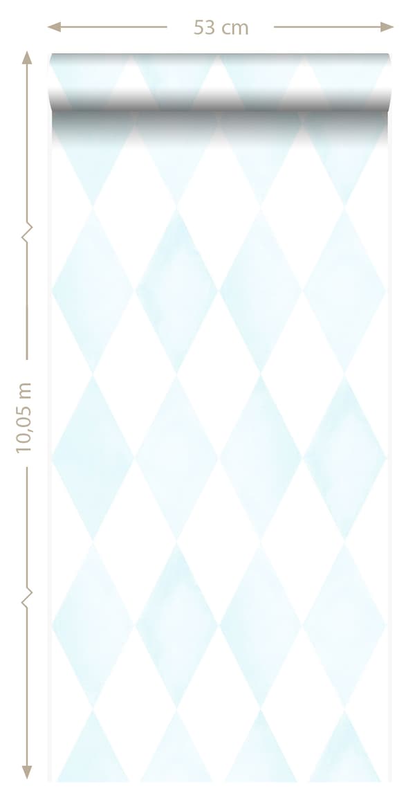 Origin Wallcoverings tapet rombmotiv pastellblått och matt vitt - 337217 - 53 cm x 10,05 m