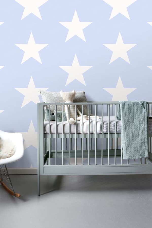 ESTAhome tapet stjärnor babyblått 53 cm x 10,05 m