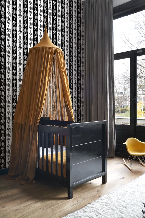 ESTAhome tapet barockmönster svart och vitt 53 cm x 10,05 m
