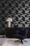 Miniatyrbild 3 av 7: Origin Wallcoverings tapet blommor svart 53 cm x 10,05 m