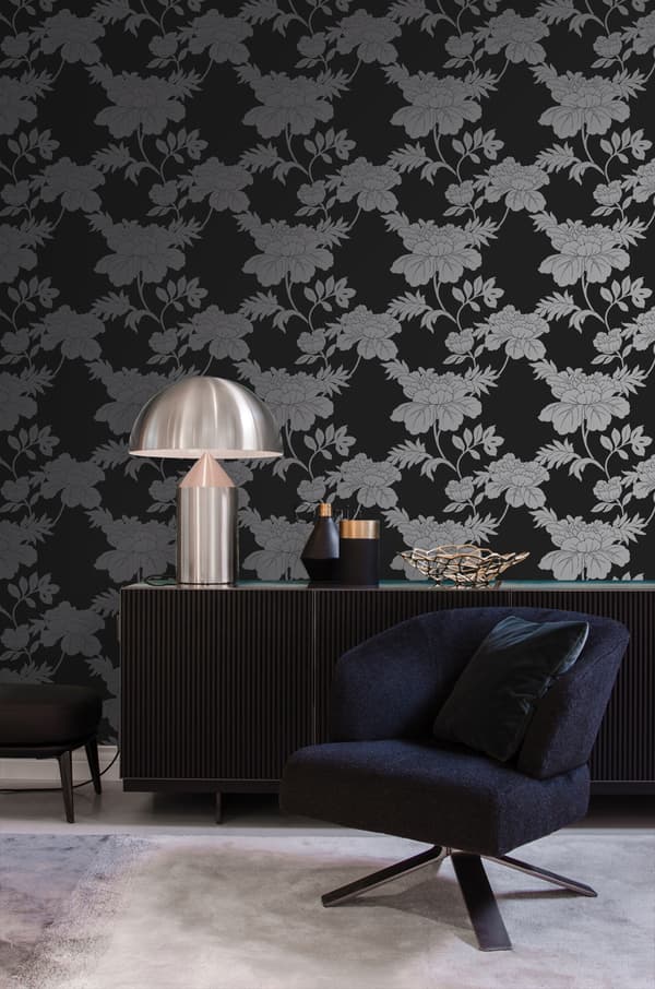 Origin Wallcoverings tapet blommor svart 53 cm x 10,05 m