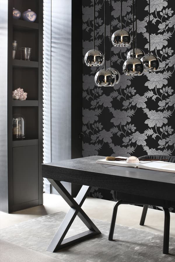 Origin Wallcoverings tapet blommor svart 53 cm x 10,05 m