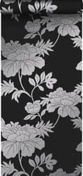 Miniatyrbild 1 av 7: Origin Wallcoverings tapet blommor svart 53 cm x 10,05 m