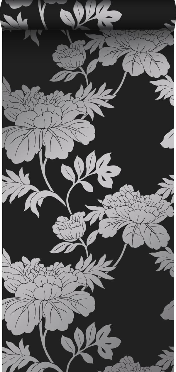 Origin Wallcoverings tapet blommor svart 53 cm x 10,05 m