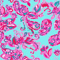 Miniatyrbillede 3 af 4: ESTAhome tapet funky blomster og paisleys turkis og lyserødt 53 cm x 10,05 m